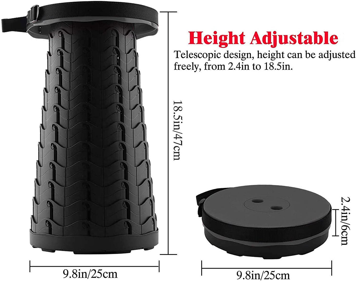 Generic Travelling Foldable Stool: Portable Telescopic Camping Seat for Outdoor, Kitchen, and Living Room Use