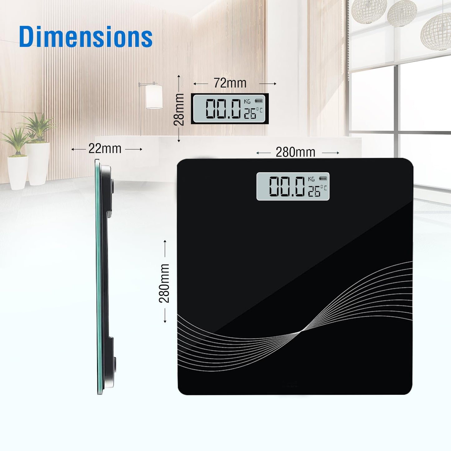 MAXPRO WC135 Wave Digital Weight Scale: High Precision Electronic Weighing Scale with LCD Panel and Tempered Glass