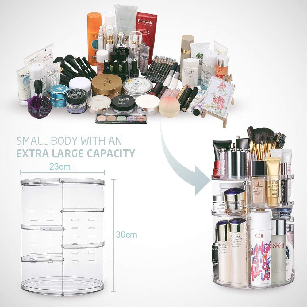 Adjustable 360° Makeup Organizer | INOVERA Cosmetic Storage Holder for Vanity