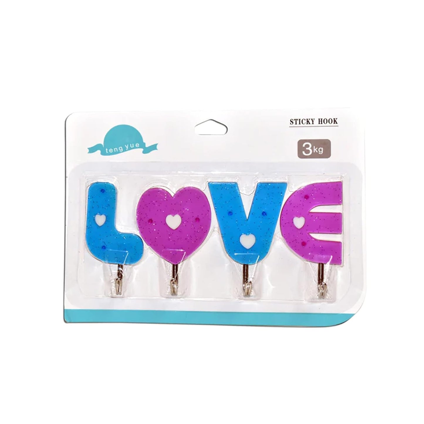 Suzec Love Shape Self Adhesive Hooks | Cute Seamless Heart Hooks (Set of 4)