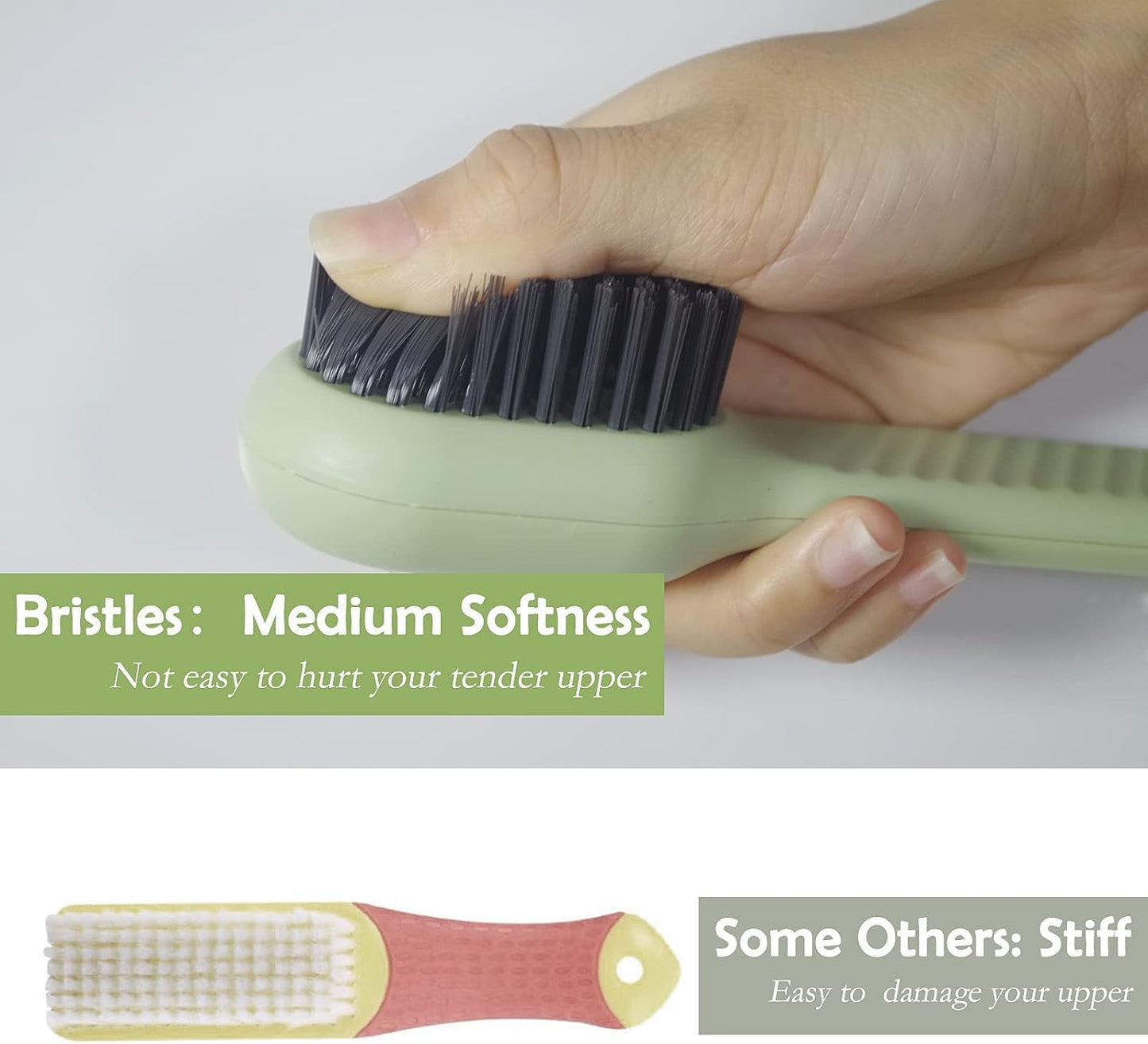 Multifunctional Liquid Shoe Brush with Dispenser | Long Handle Shoe Cleaner with Liquid Cartridge