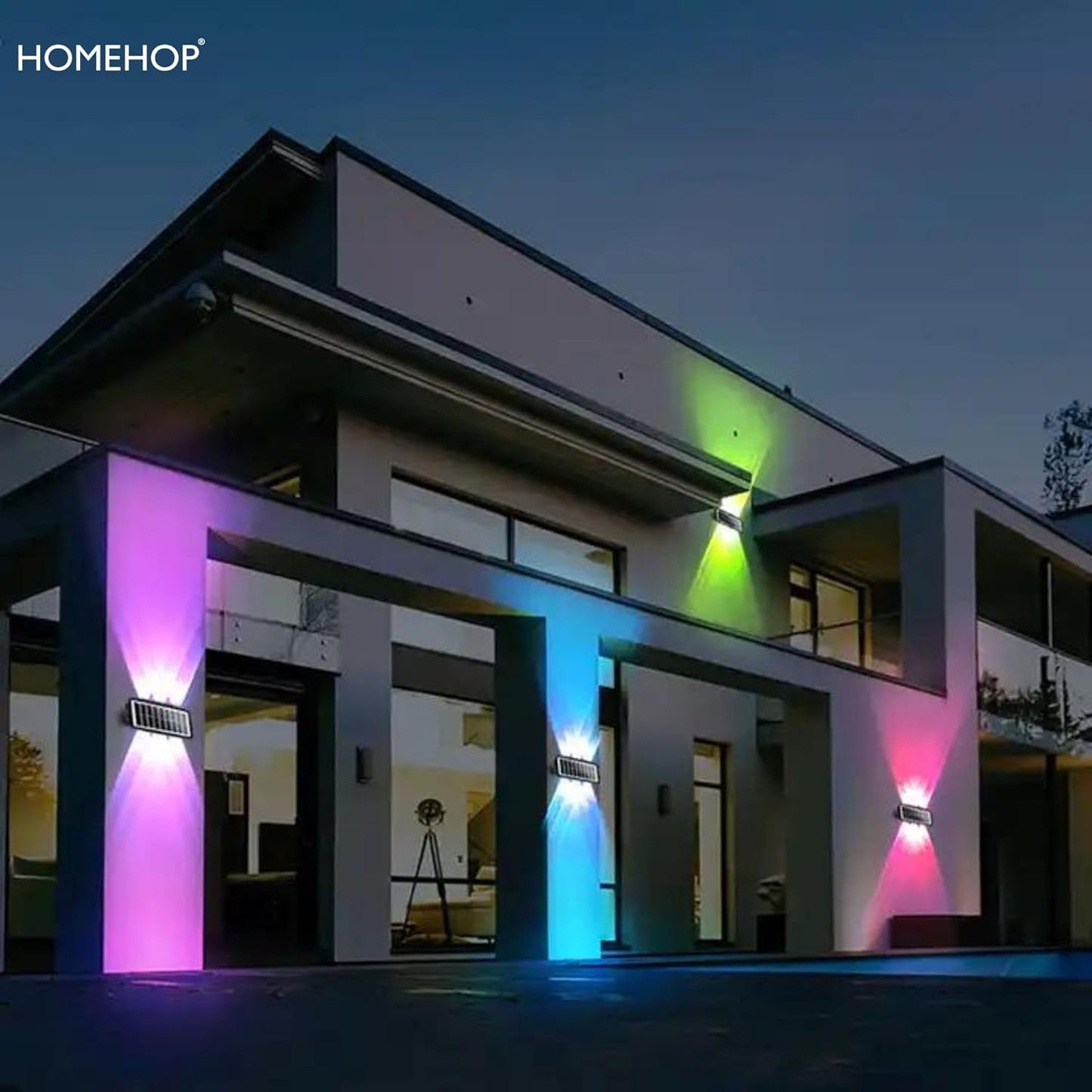 Homehop Solar Outdoor Light – 6 LED Up & Down Waterproof Wall Lamp with Auto On/Off
