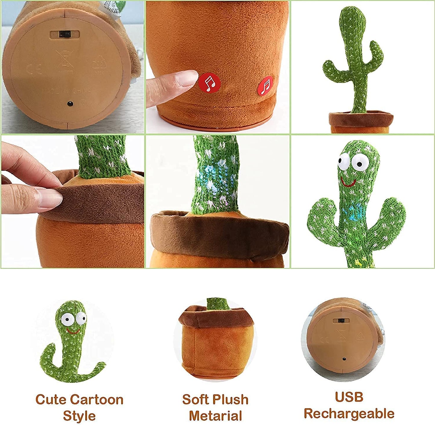 SUPER TOY Dancing Cactus Talking Plush | Singing, Recording & Light-Up Interactive Toy for Toddlers