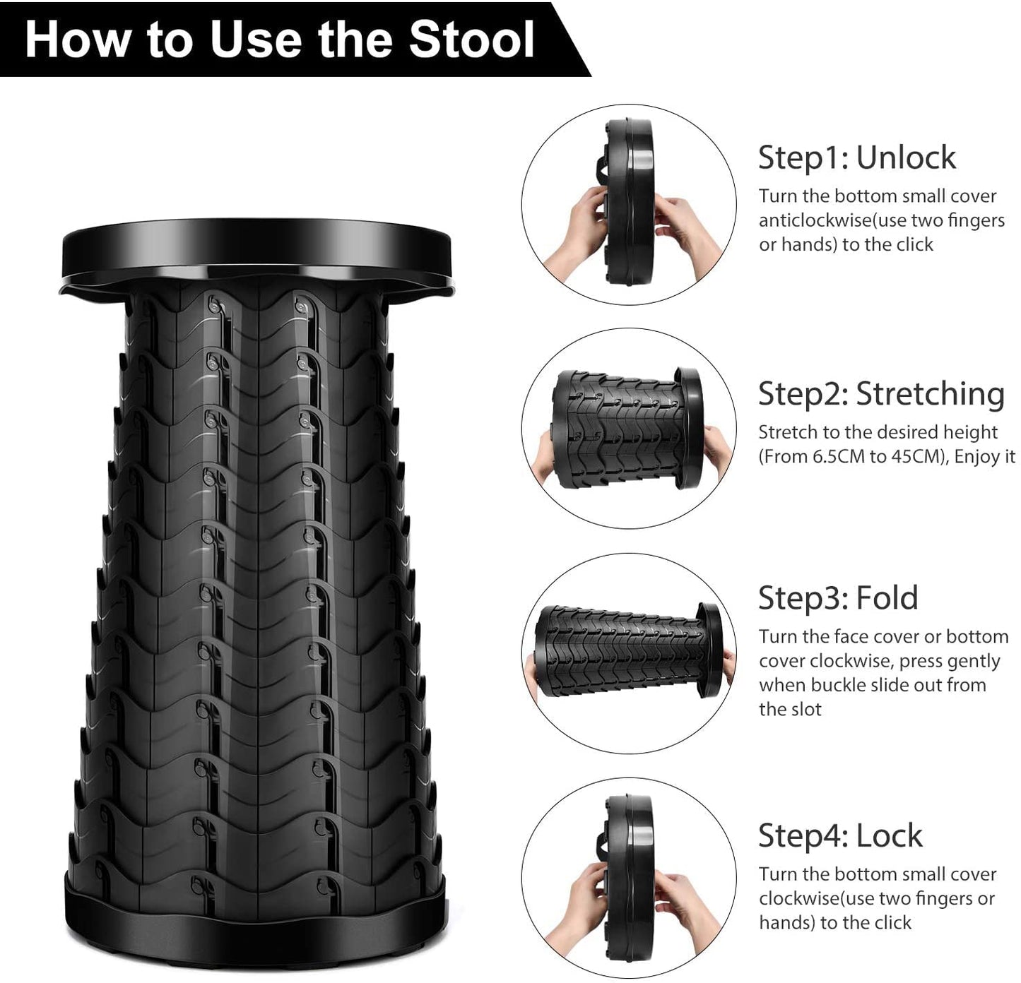 Generic Travelling Foldable Stool: Portable Telescopic Camping Seat for Outdoor, Kitchen, and Living Room Use