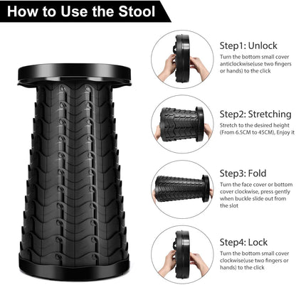Generic Travelling Foldable Stool: Portable Telescopic Camping Seat for Outdoor, Kitchen, and Living Room Use