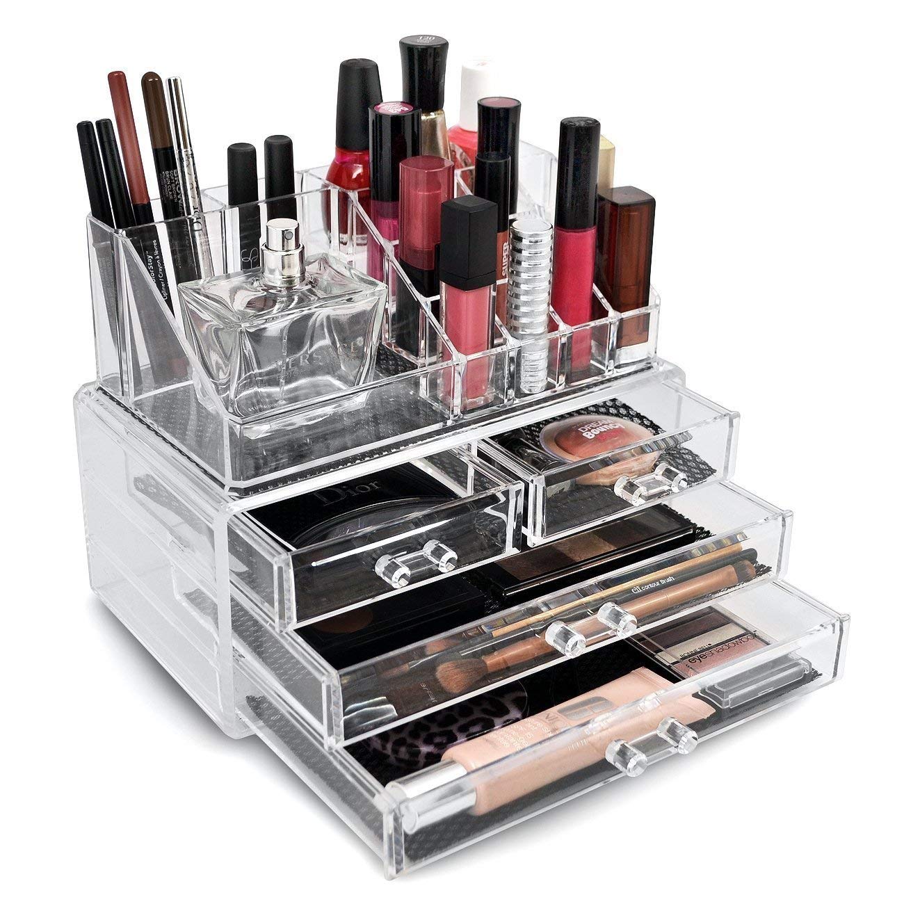 NYALKARAN Acrylic 4-Drawer Cosmetic Organizer | Makeup & Jewelry Storage Box