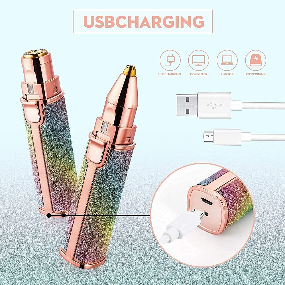 Kawax Portable Eyebrow Trimmer: Electric Facial Hair Remover with Light for Women - Perfect for Eyebrows, Lips, and Nose