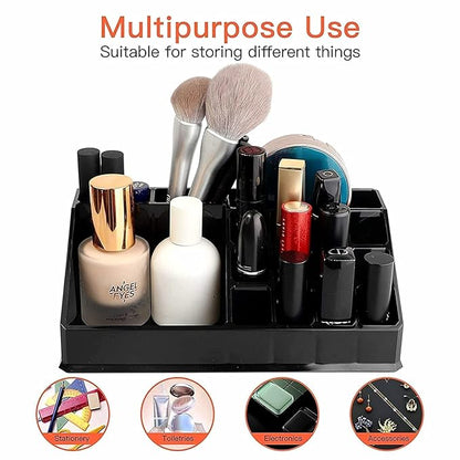 SHOPOWARE 16 Compartment Plastic Makeup Organizer Box | Transparent Lipstick Storage