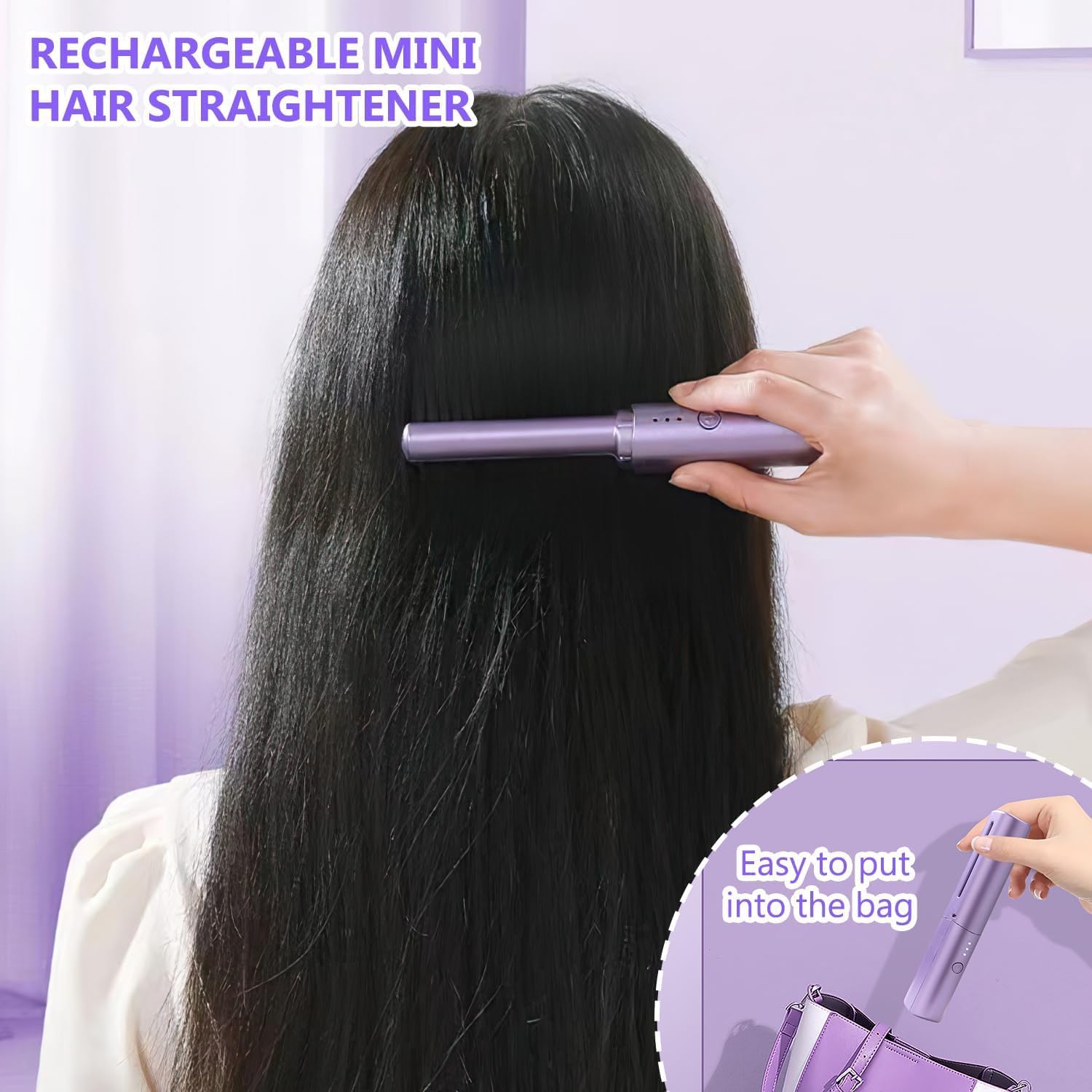 BUYERZONE Rechargeable Wireless Hair Straightener Comb Brush | 3 Gear Control
