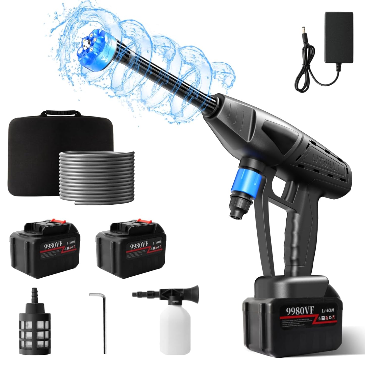 Cordless Pressure Washer with 2 Batteries | 30Bar/434PSI High Portable Power Washer