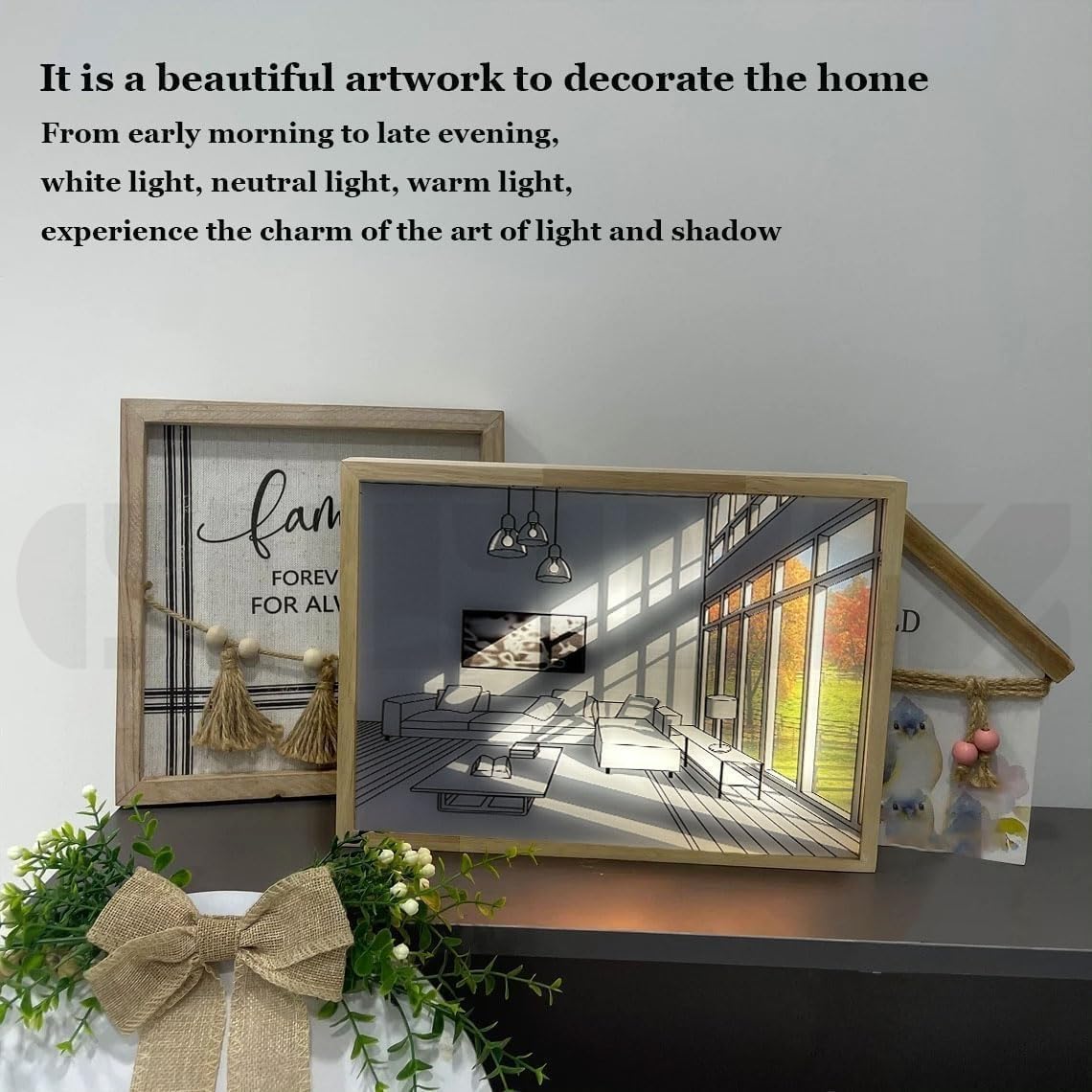 COFIEX 3D LED Painting Wooden Photo Frame | Personalized Sunset Night Light Art Decor