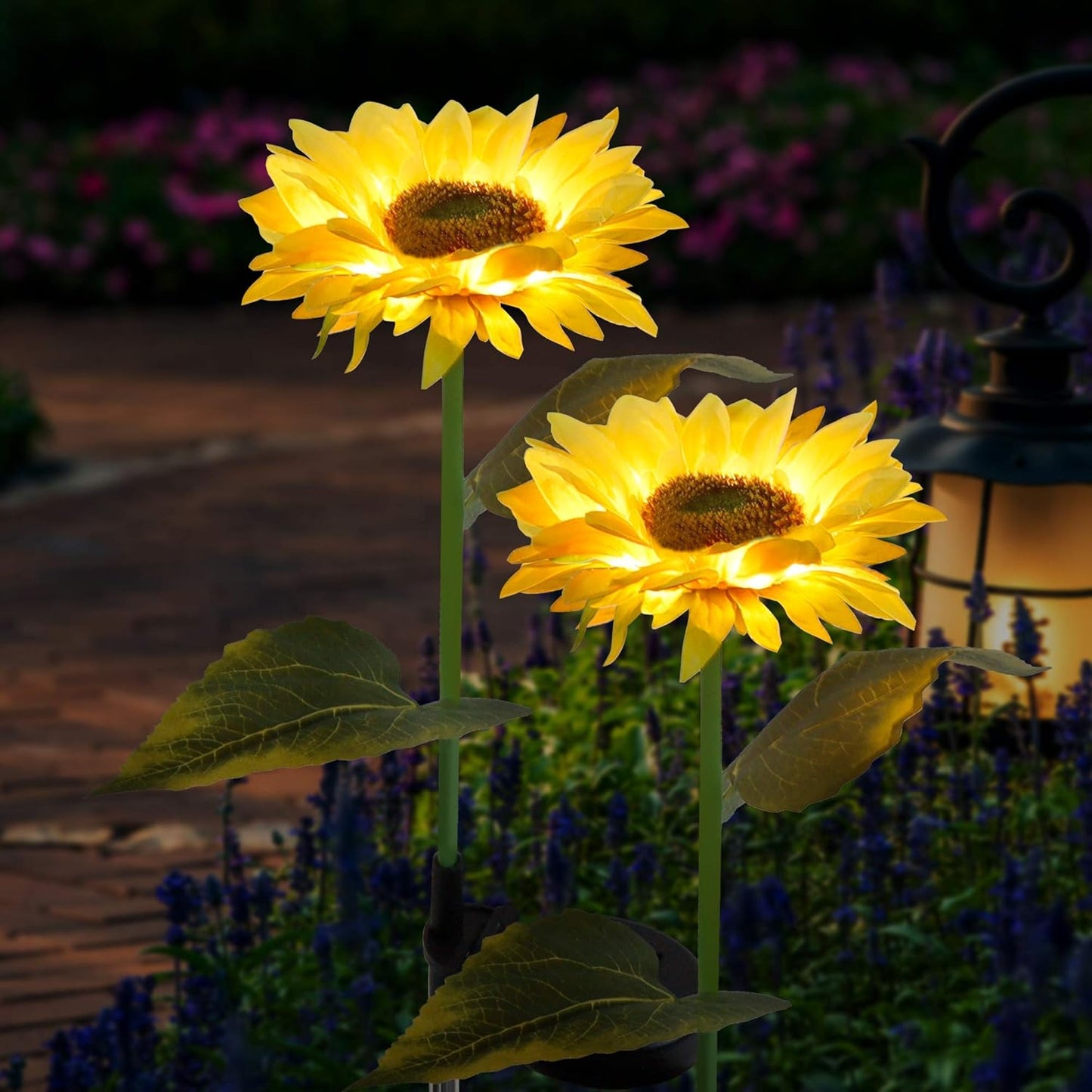 FORUP 2 Pack Solar Sunflower Garden Stake Lights | LED Solar-Powered Outdoor Decoration