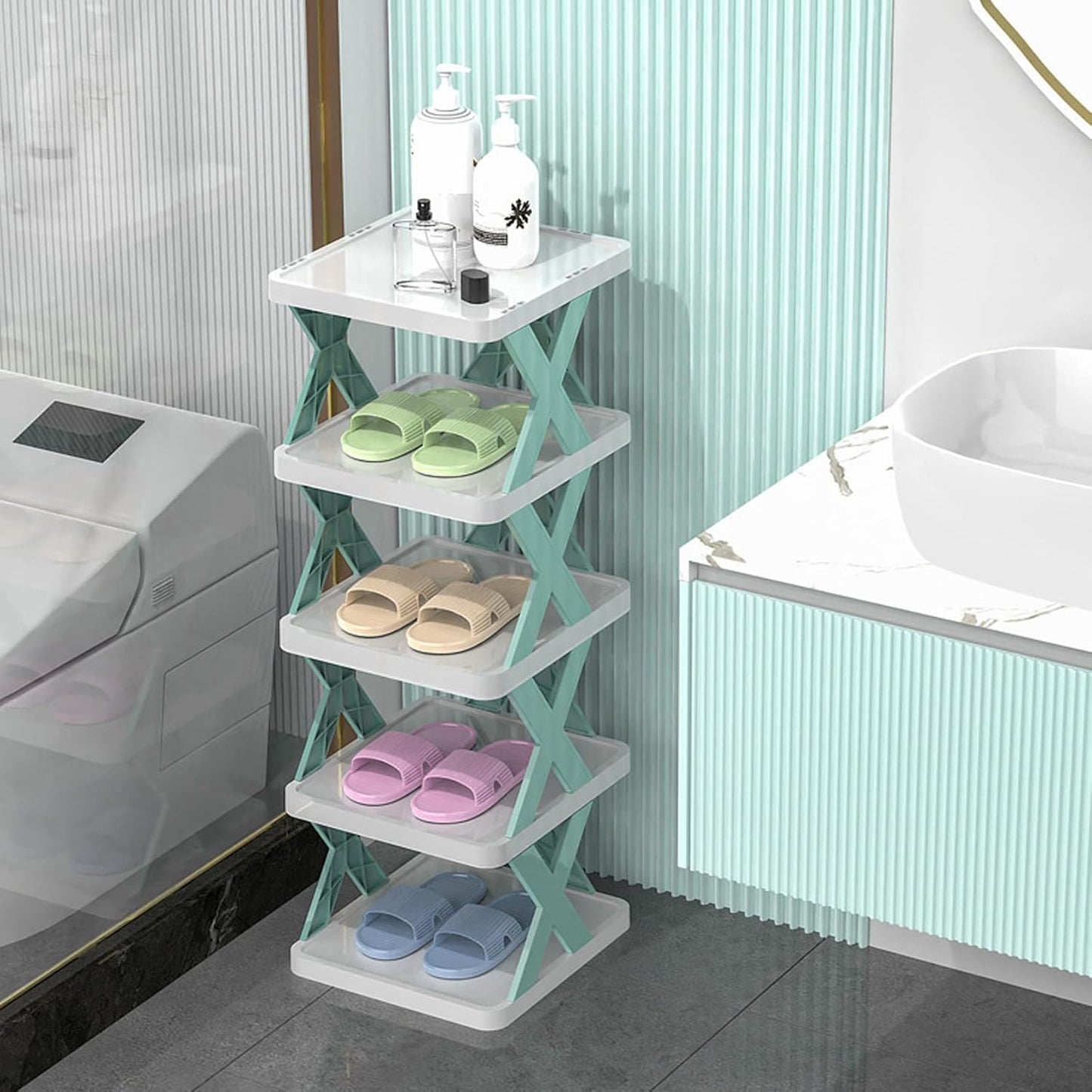 5-Tier Stackable Vertical Shoe Rack | DIY Free-Standing Shoe Storage Organizer