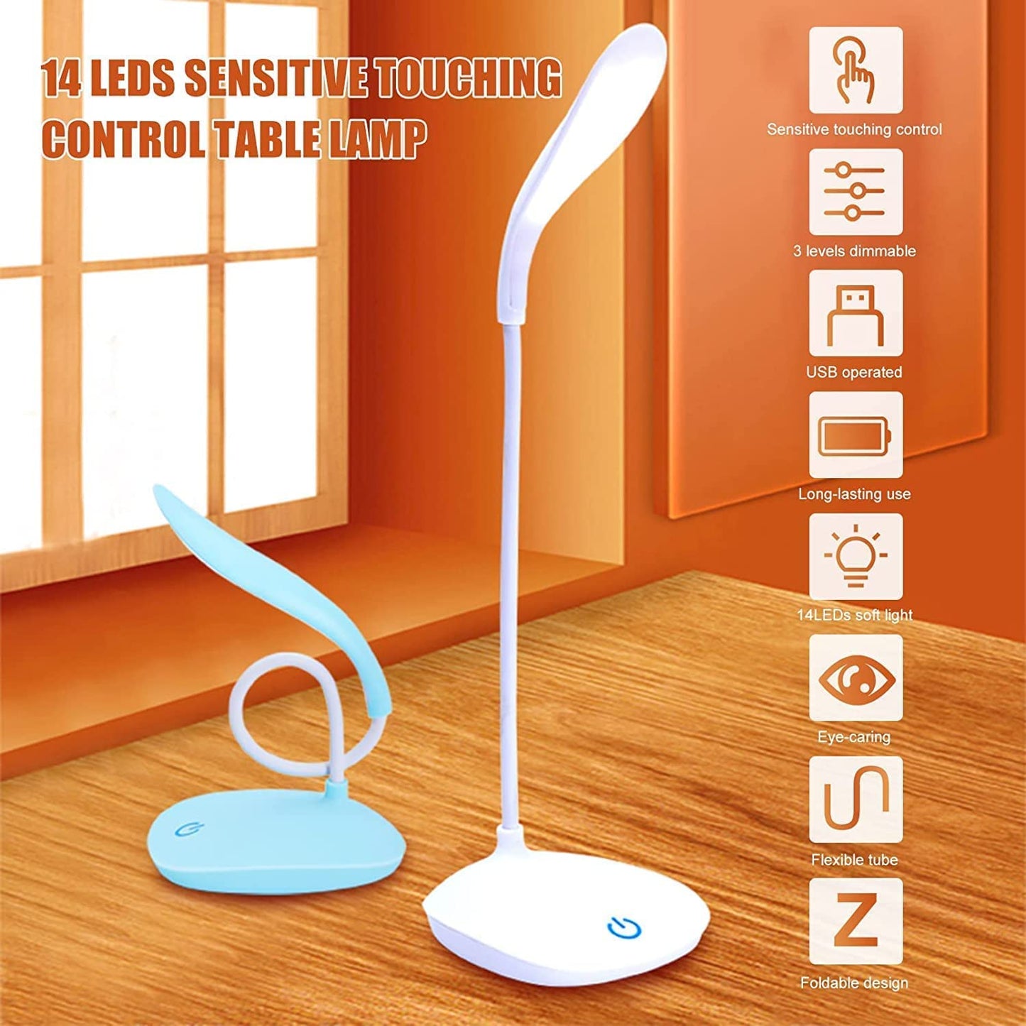 REFULGIX Rechargeable USB Plastic Desk Lamp: Eye Protection LED Study Lamp with Warm Yellow Light