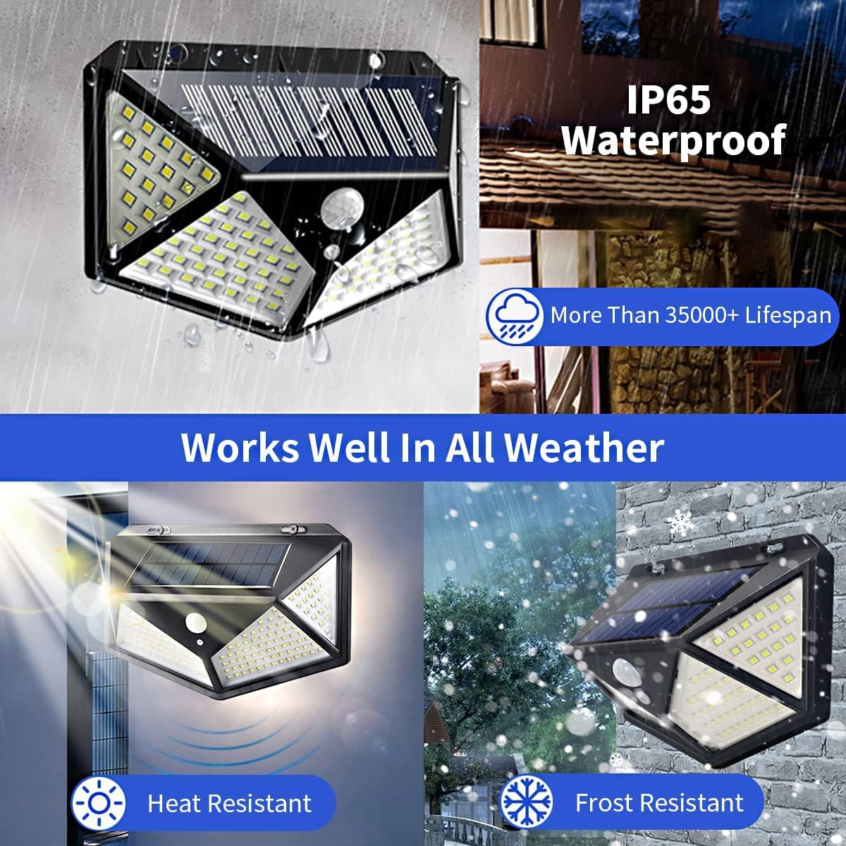 GIGAWATTS GW-601 100 LED Solar Wall Light: Motion Sensor Security Lamp with 120° Wide Angle and IP44 Rating