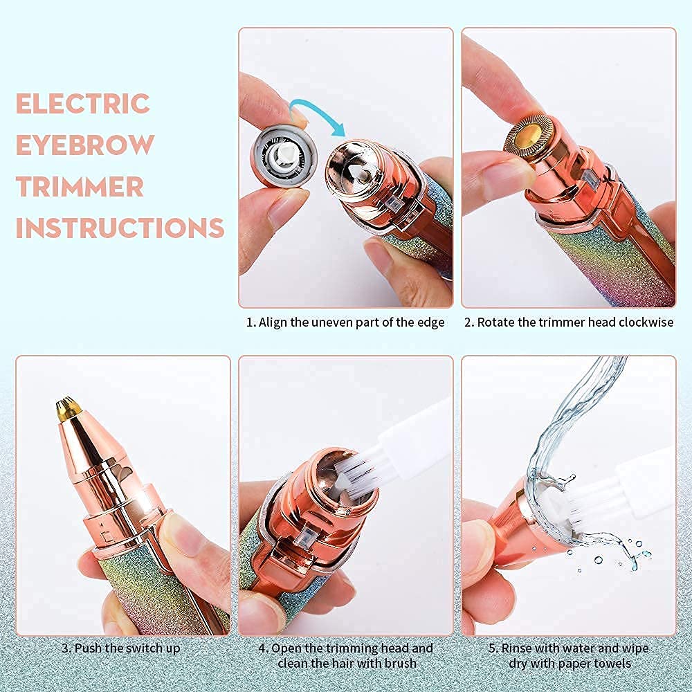 Kawax Portable Eyebrow Trimmer: Electric Facial Hair Remover with Light for Women - Perfect for Eyebrows, Lips, and Nose