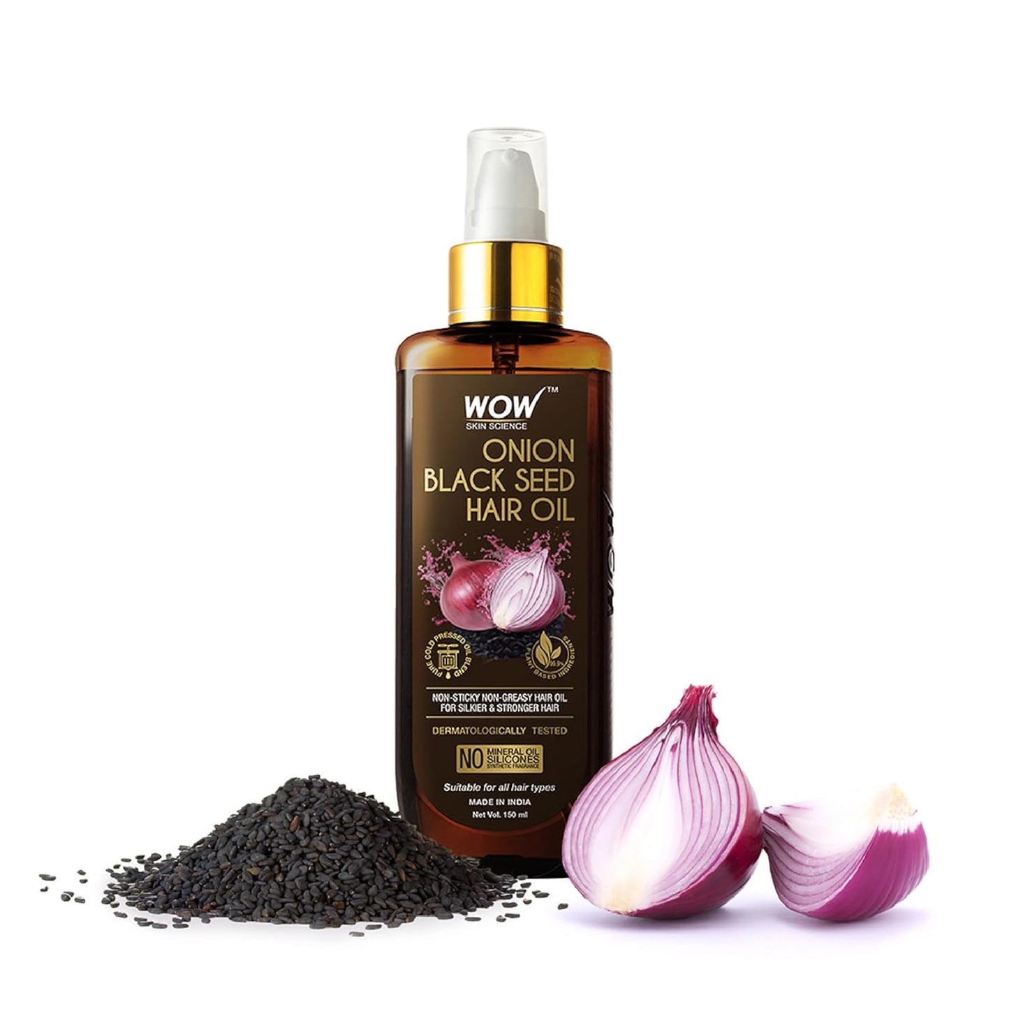 WOW Red Onion Black Seed Hair Oil | Nourishing & Strengthening for Healthy Hair Growth.