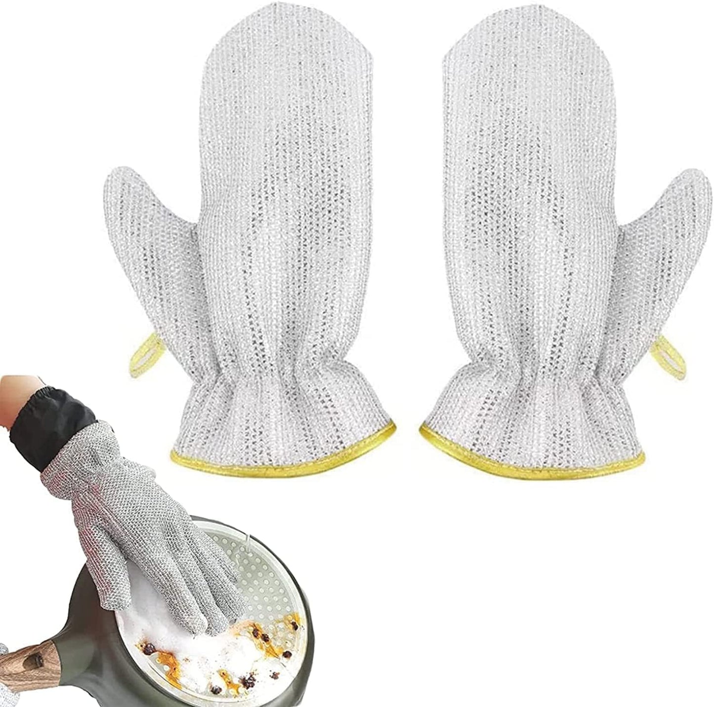 Cellebii® Wire Gloves Dishwasher | Multipurpose Stainless Steel Scrubber Gloves (Pair of 2)