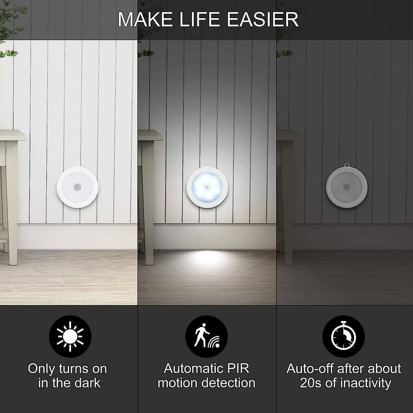 Eloxee Wireless Motion Sensor Light: Rechargeable LED Magnetic Light with USB Charging and Self-Adhesive Design