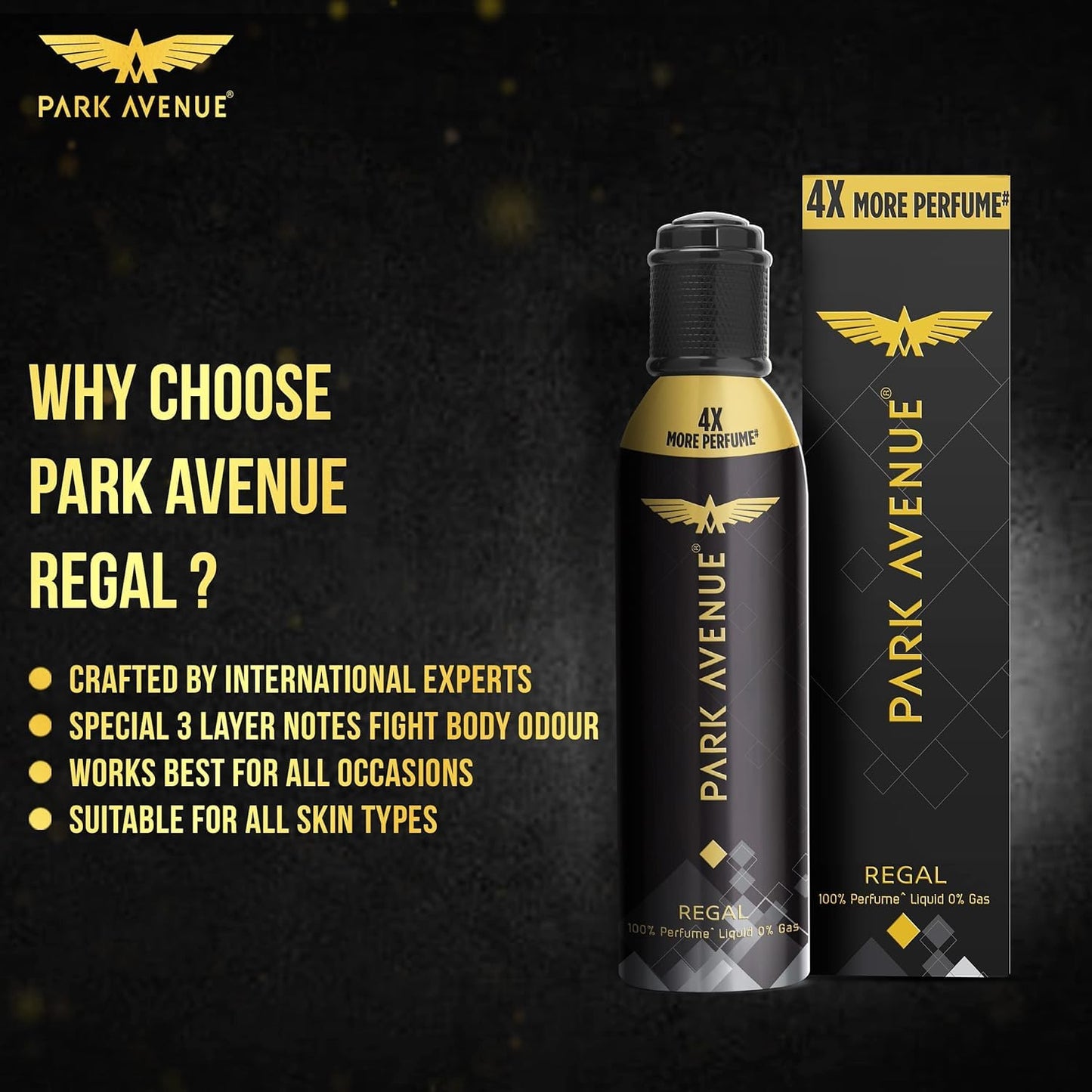 Park Avenue Regal No Gas Premium Perfume for Men | Long-Lasting Citrus Fragrance Spray.