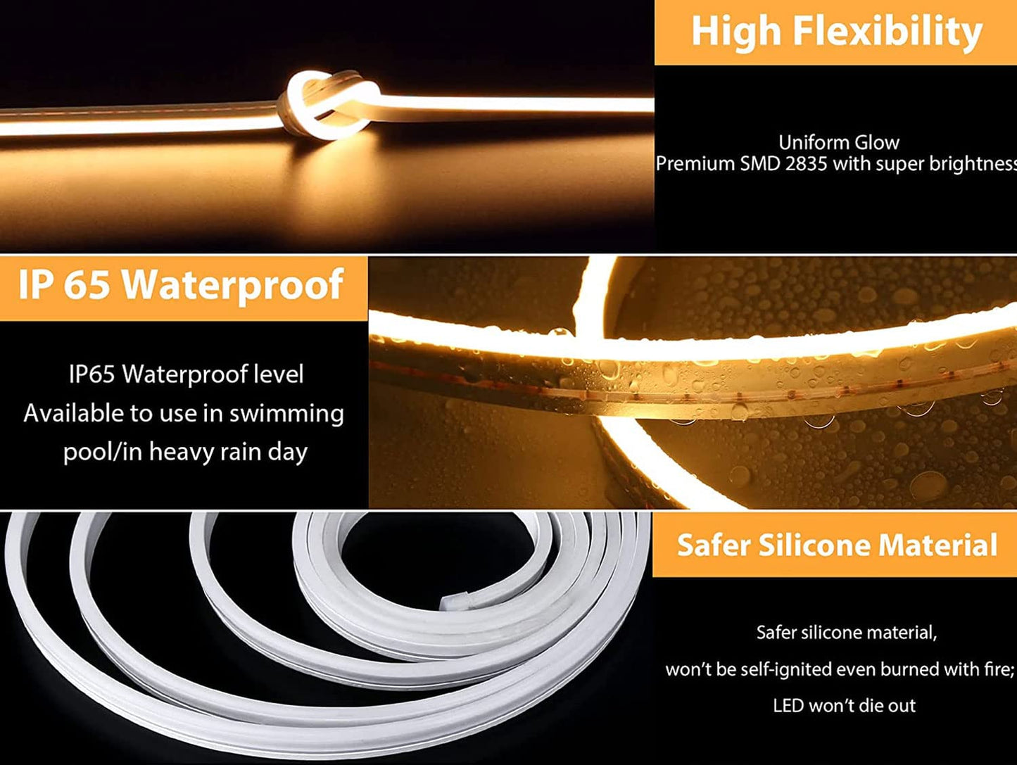 Flexible Waterproof Neon LED Strip - Versatile Silicone Rope Light for Indoor & Outdoor Decoration