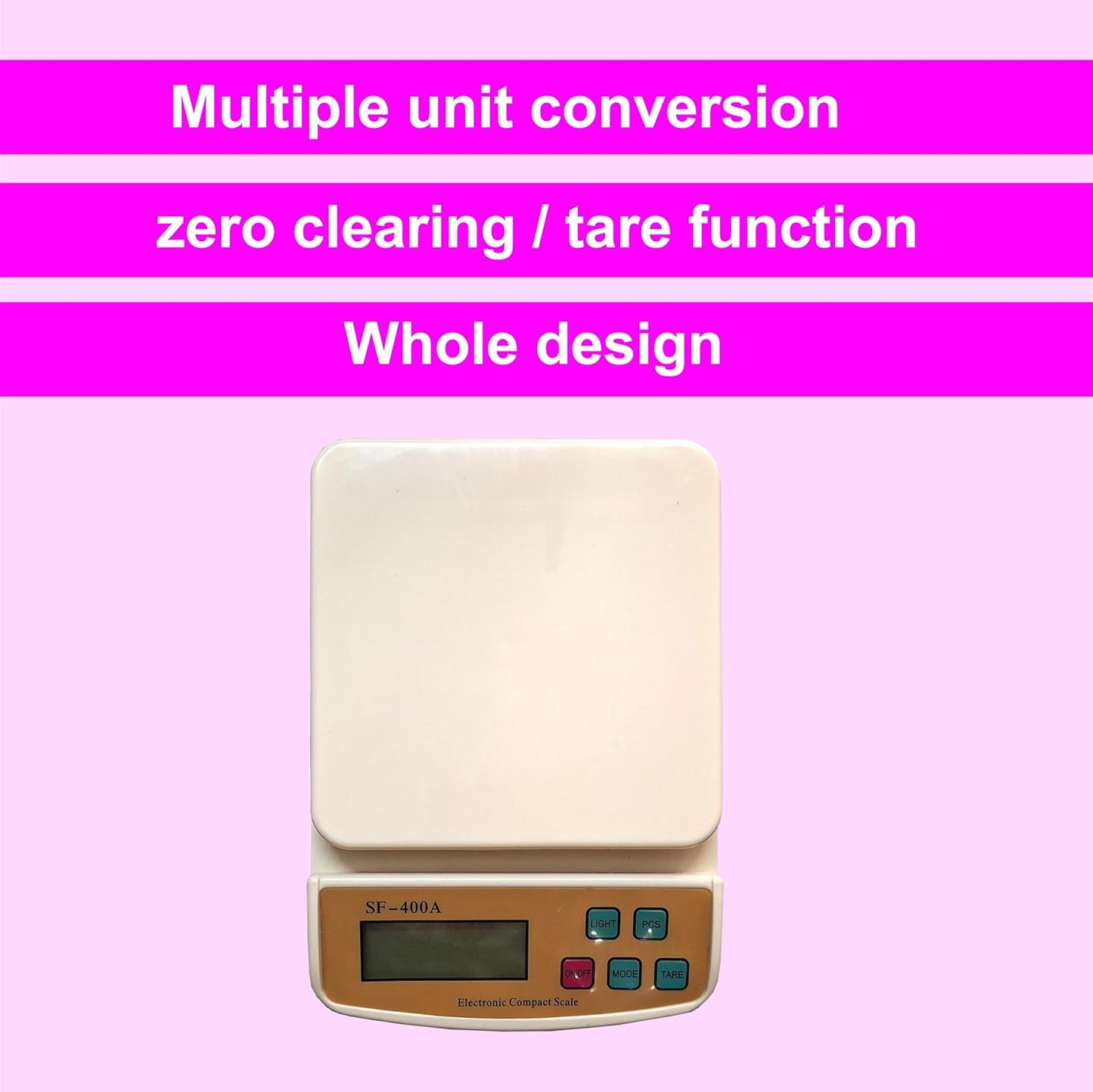 Kitchen Scale SF 400 A: Portable Electronic Digital Weighing Scale with Backlight LCD Display - 10 kg Capacity