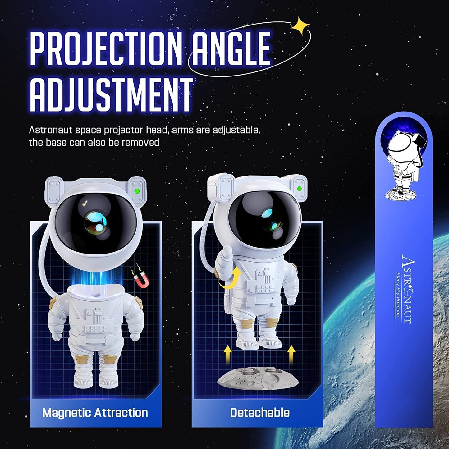 Astronaut Galaxy Projector | 360° Adjustable Nebula Night Light with Remote Control for Bedroom & Parties