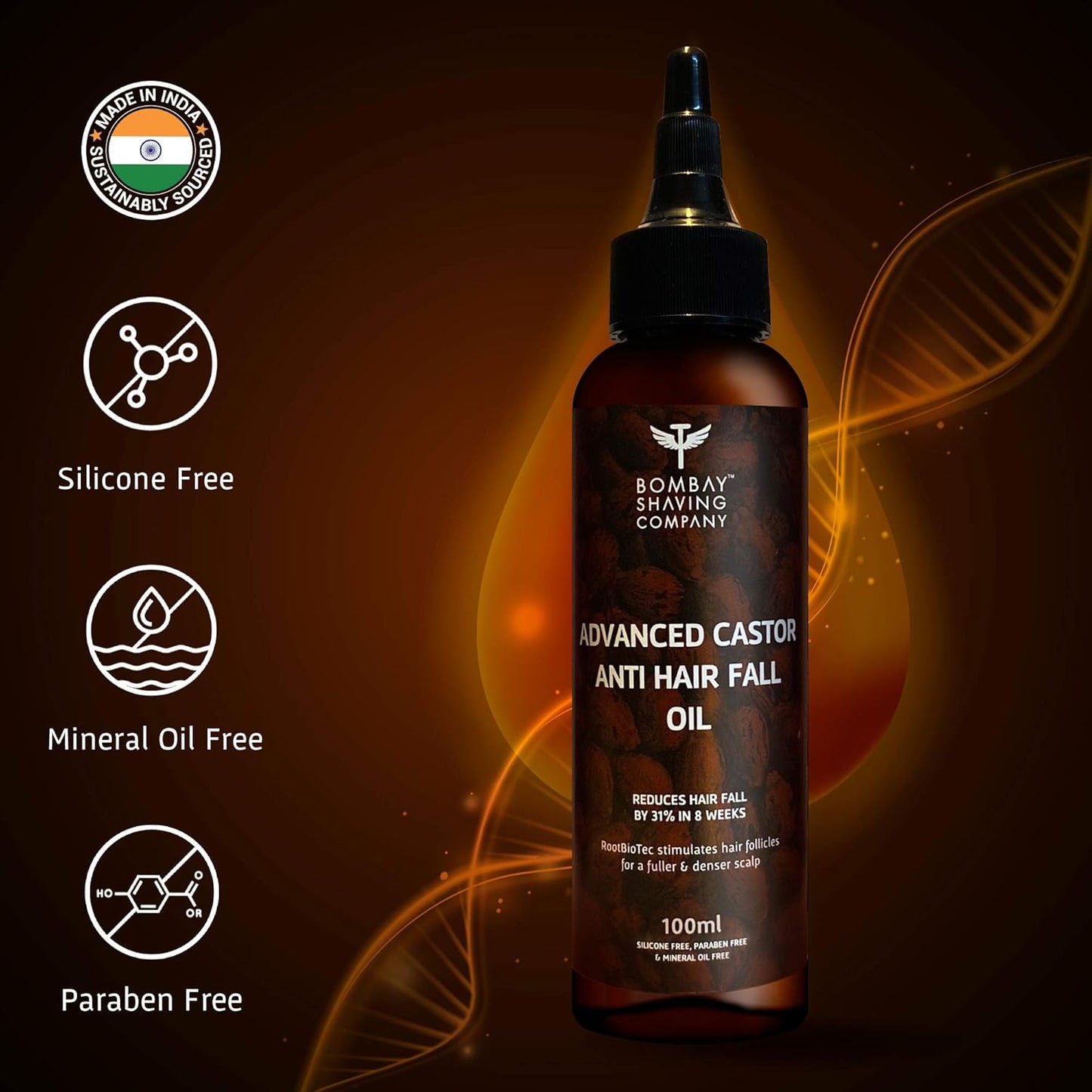 Bombay Shaving Company Castor Anti Hair Fall Oil | Strengthening & Nourishing for Reduced Hair Fall.