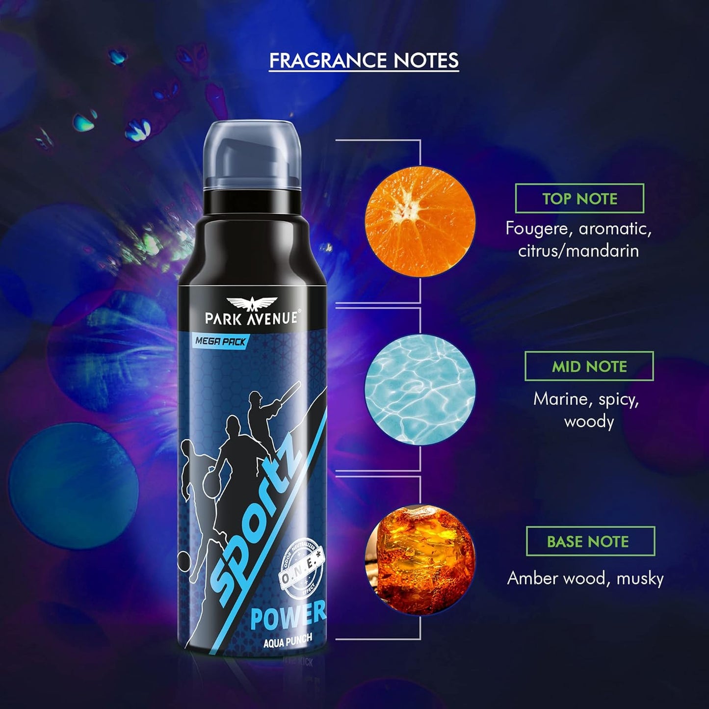 Park Avenue POWER Aqua Punch Deodorant Spray | Long-Lasting Freshness.