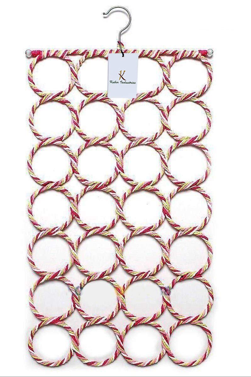 Kuber Industries 28 Rings Folding Rope Hanger | Versatile Organizer for Scarves, Belts, Shawls & Ties