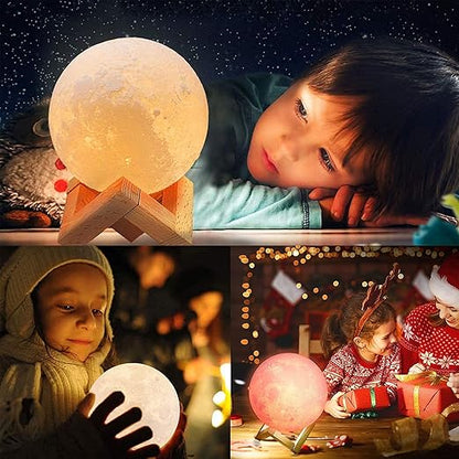 3D Moon Lamp 7-Color Touch Night Light – 15cm Sensor Moonlight Lamp with Stand & USB
