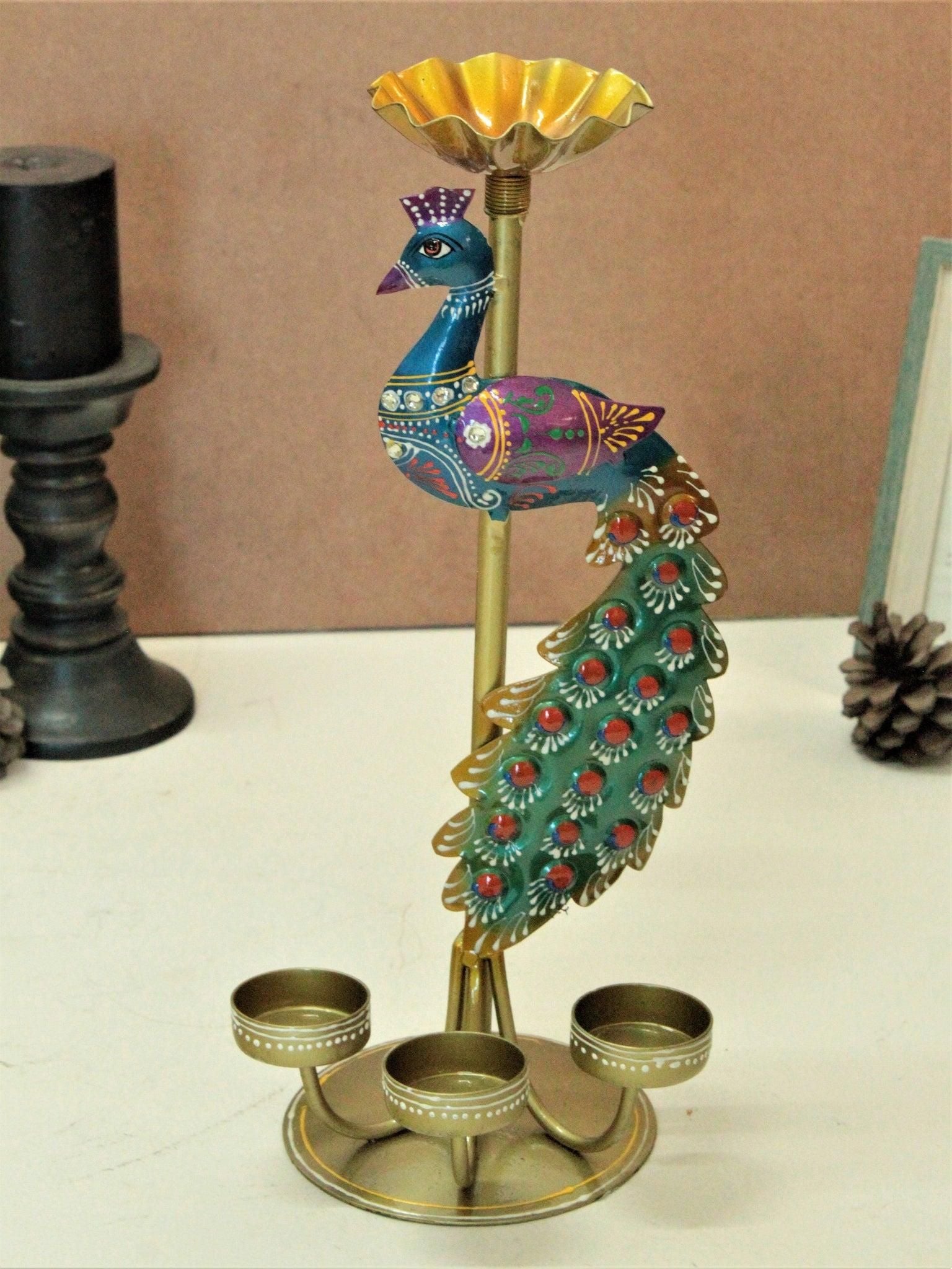 Crafted Peacock Tealight Candle Holder