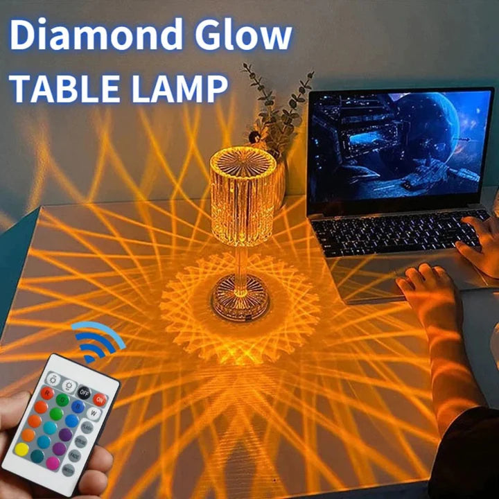 Crystal Rose Diamond Touch Lamp | 16-Color Rechargeable Night Light with Remote Control