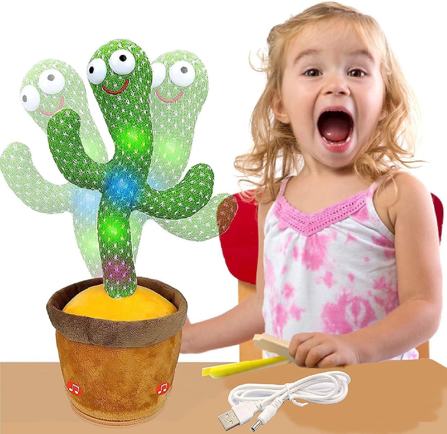 SUPER TOY Dancing Cactus Talking Plush | Singing, Recording & Light-Up Interactive Toy for Toddlers