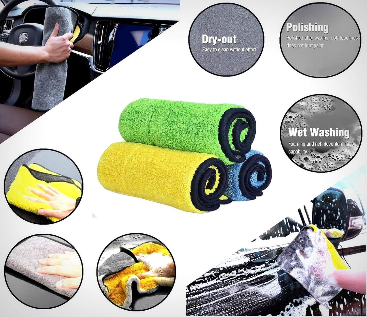 Heavy Duty 500 GSM Double-Sided Microfiber Towel | Extra Thick & Lint-Free for Car Cleaning