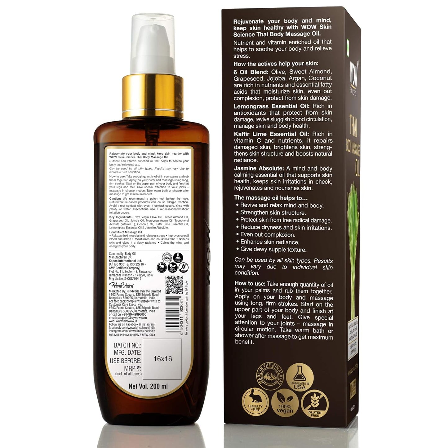 WOW Thai Massage Oil | Relaxing & Soothing Formula for Stress Relief.