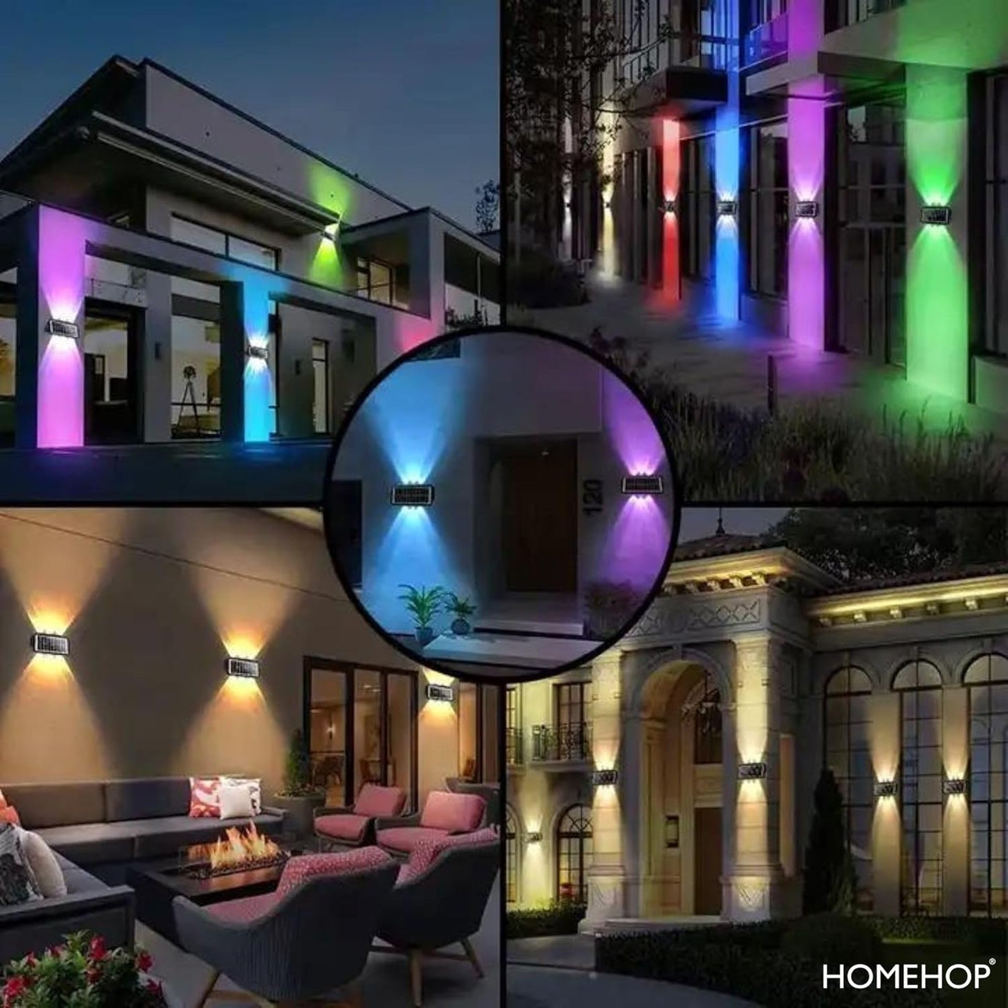 Homehop Solar Outdoor Light – 6 LED Up & Down Waterproof Wall Lamp with Auto On/Off