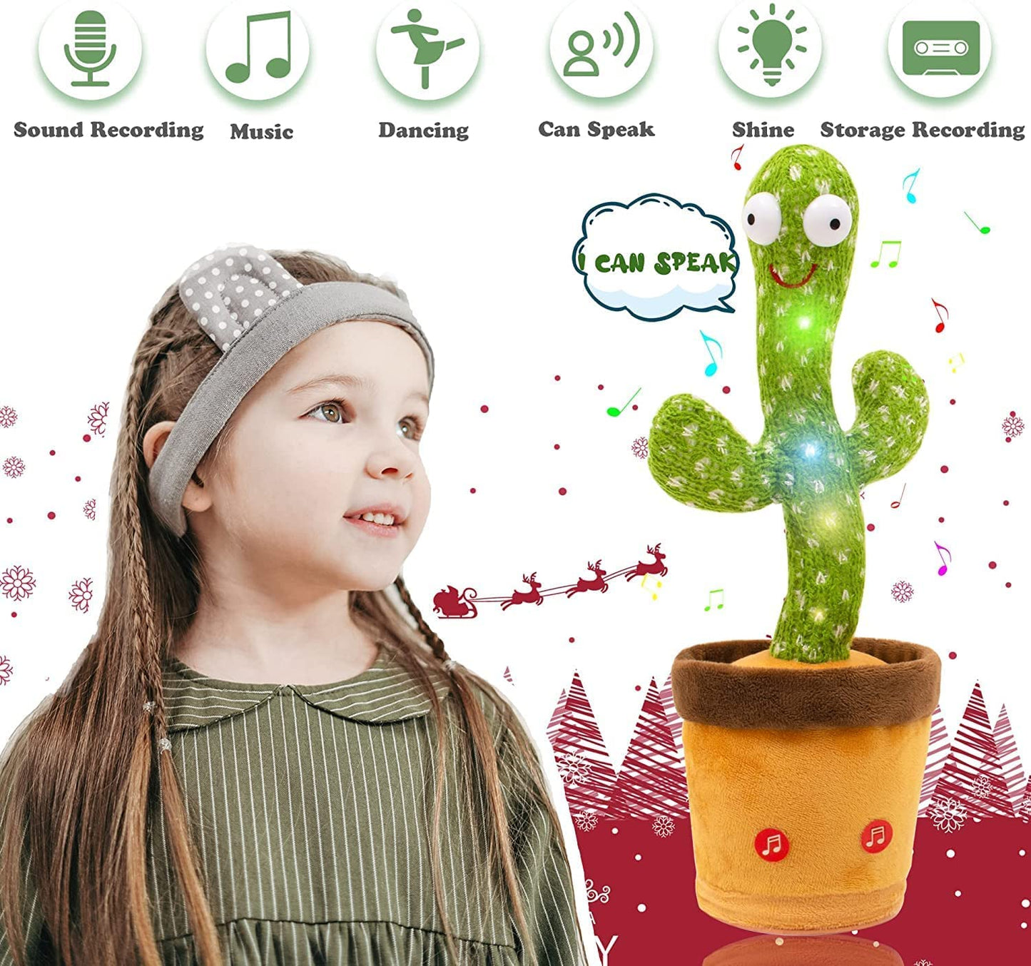 SUPER TOY Dancing Cactus Talking Plush | Singing, Recording & Light-Up Interactive Toy for Toddlers