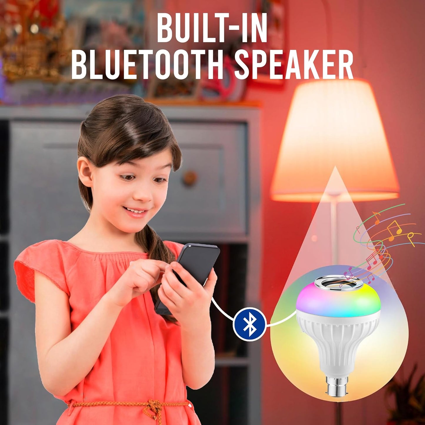 Gesto 12W RGB Bluetooth Music Bulb | Color Changing Disco Lights with Speaker & Remote Control