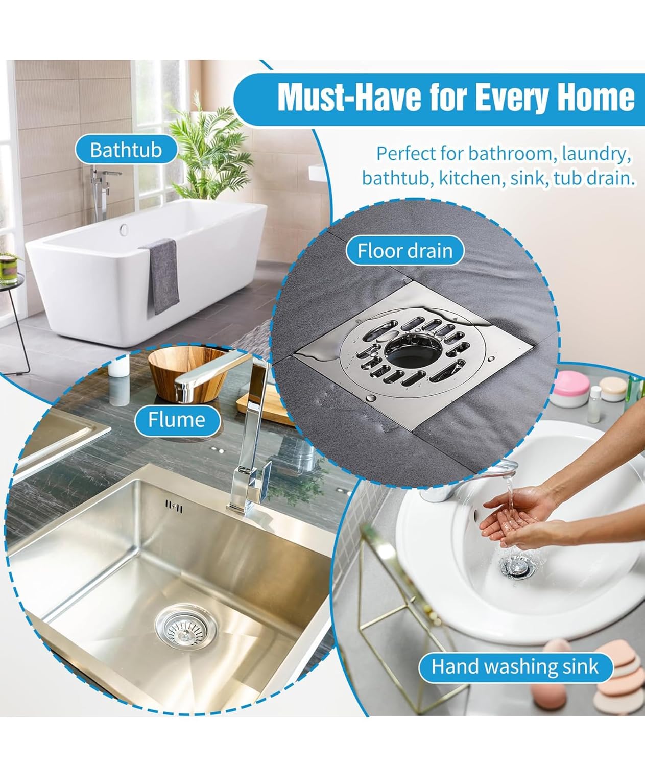 Disposable Drain Cover for Bathroom | Hair Catcher Mesh Shower Drain Guard.