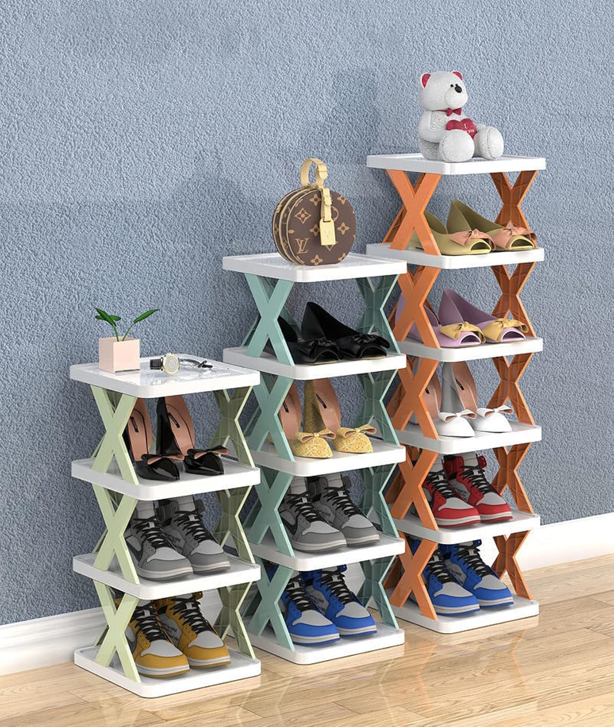 5-Tier Stackable Vertical Shoe Rack | DIY Free-Standing Shoe Storage Organizer