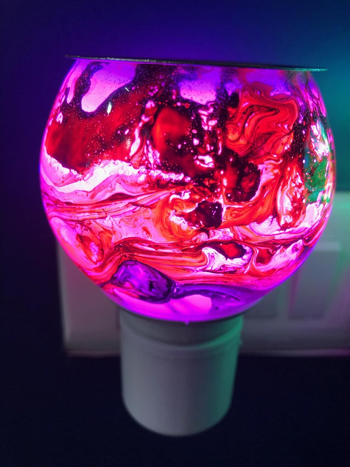 Zillion Global Electric 3D Glass Kapoor Dani: Multi-Color Changing Ambient Light & Bakhoor Diffuser Night Lamp