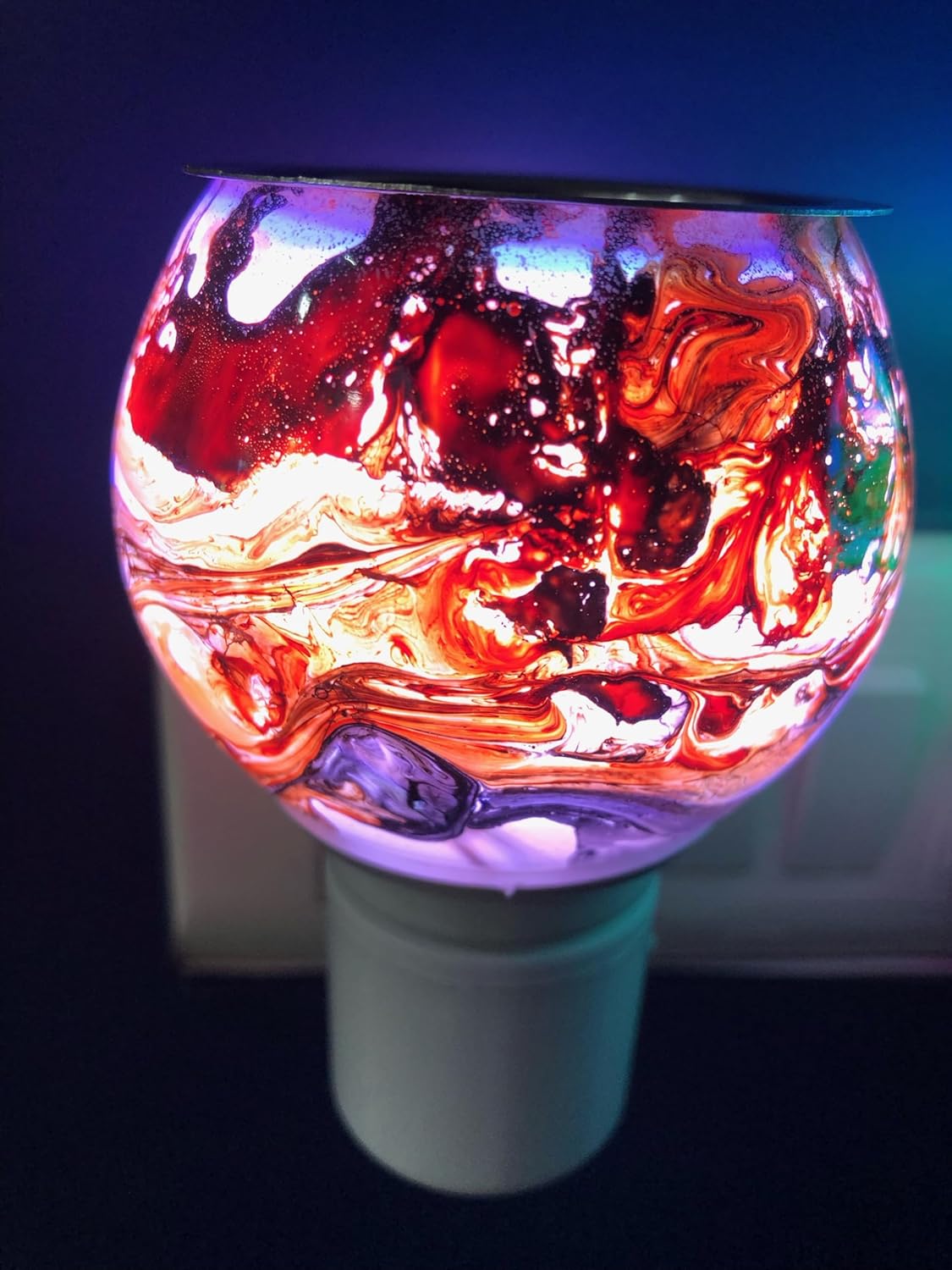 Zillion Global Electric 3D Glass Kapoor Dani: Multi-Color Changing Ambient Light & Bakhoor Diffuser Night Lamp