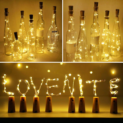 LoveNite Wine Bottle Lights with Cork | 1 Pack Battery Operated LED Fairy Lights for DIY, Party & Decor