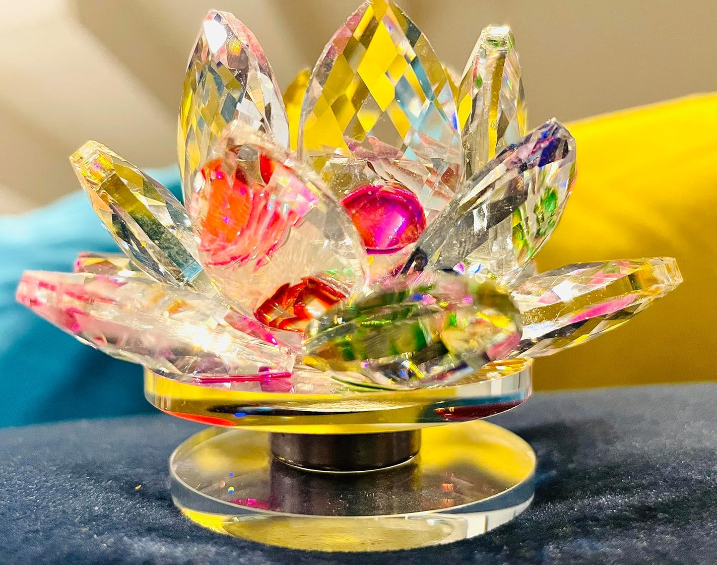 Warmingo Rotating Crystal Lotus Fengshui | Good Luck Vastu & Diwali Gift