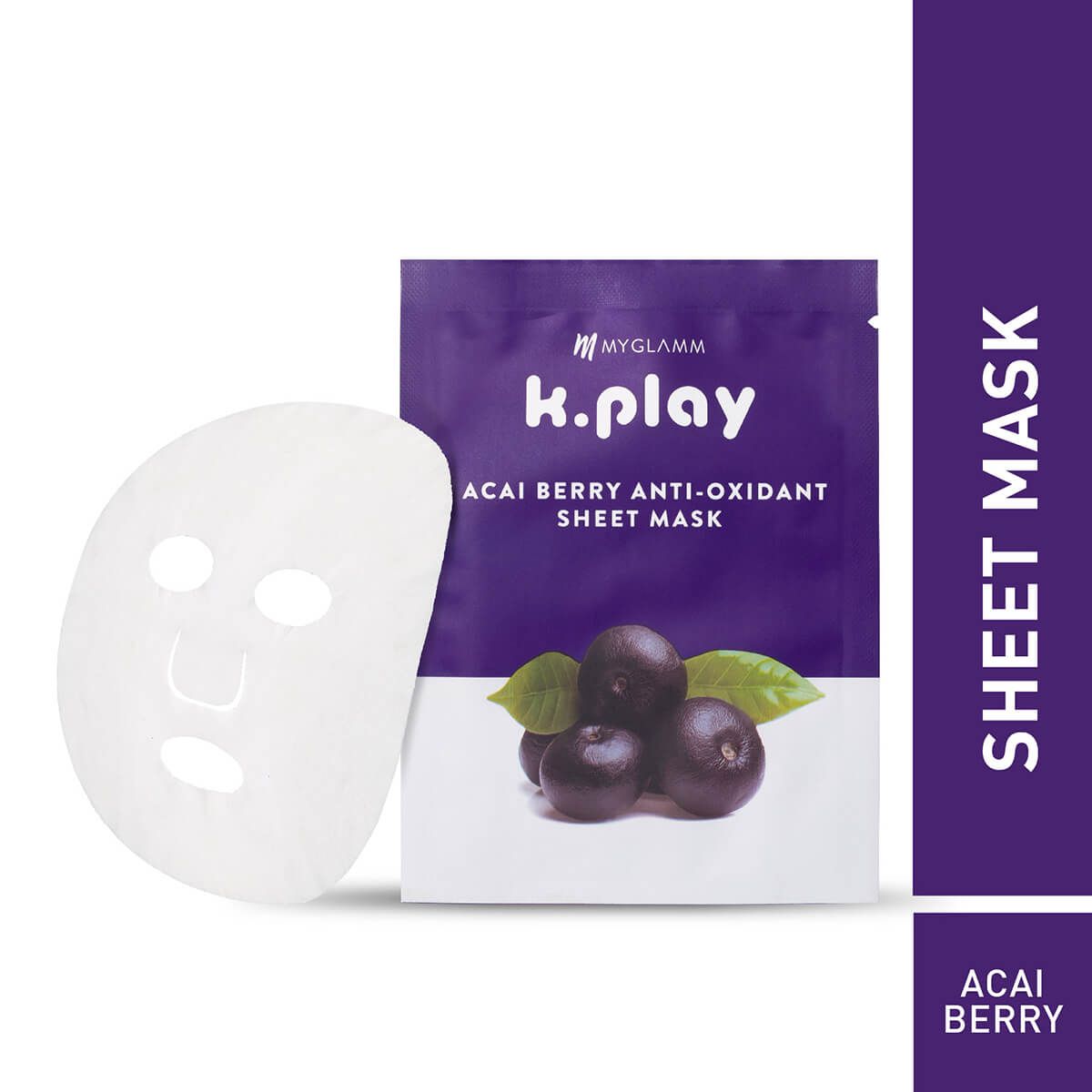 MyGlamm K.PLAY Acai Berry Anti-Oxidant Sheet Mask | Revitalizing & Nourishing Skincare.