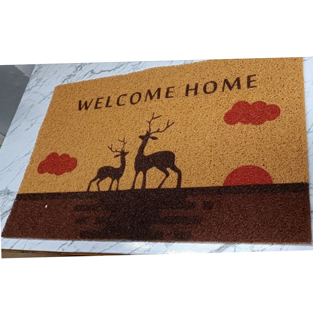 Pixel Home Coconut Coir Welcome Mat | Durable Cat Design Doorstep Mat