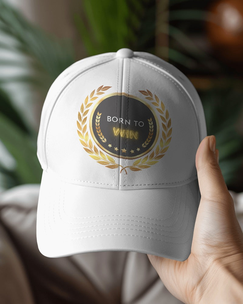 Born to Win Caps: Wear Your Winning Attitude with Style with gold design
