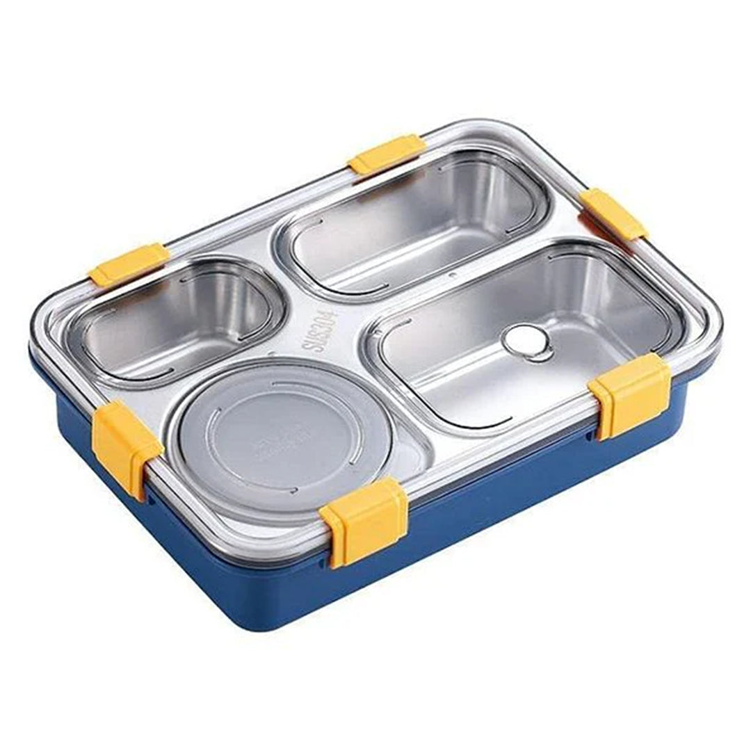 4 Compartment Stainless Steel Lunch Box with 2 Removable Containers | Durable & Leak-Proof