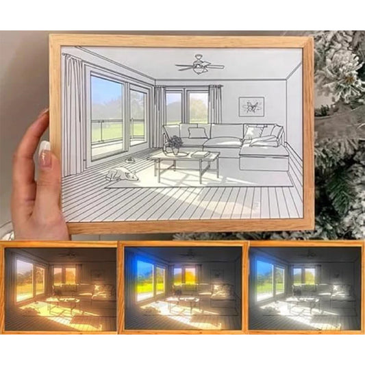 COFIEX 3D LED Painting Wooden Photo Frame | Personalized Sunset Night Light Art Decor